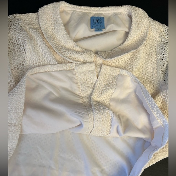 CeCe Cream Lace Jacket blazer with Collar Dillards exclusive  NWT Sz-L. K7 - Picture 7 of 10